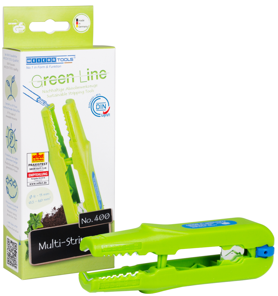 Multi-Stripper No. 400  Green Line | Sustainable stripping tool I multifunctional stripper, working range stripping 0,5 - 6,0 mm² I skinning 8 - 13 mm Ø I Multifunctional with 4 functions
