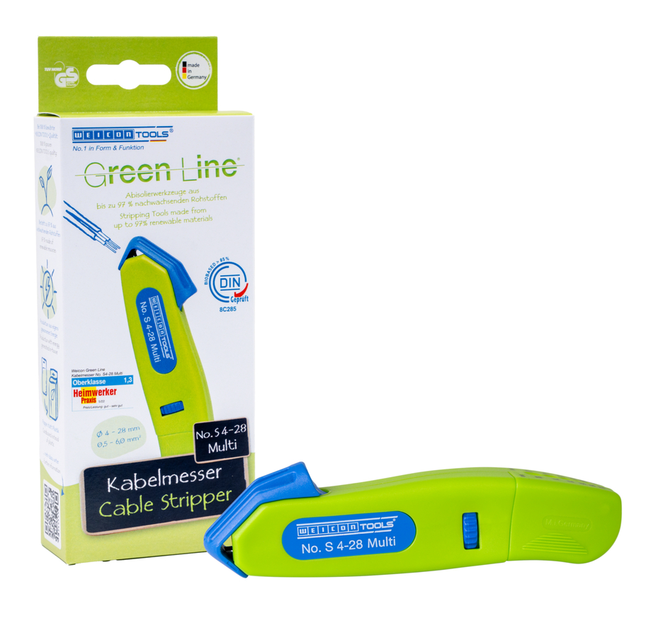 Cable Stripper No. S 4 - 28 Multi Green Line | Sustainable stripping tool I with integrated stripping function I working range 4 - 28 mm Ø