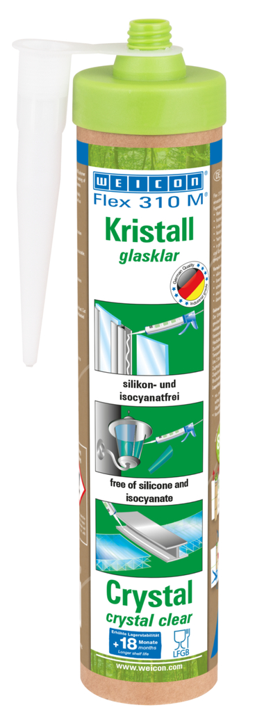 Flex 310 M® Crystal | elastic adhesive based on MS-Polymer in Presspack packaging for fatigue-free working